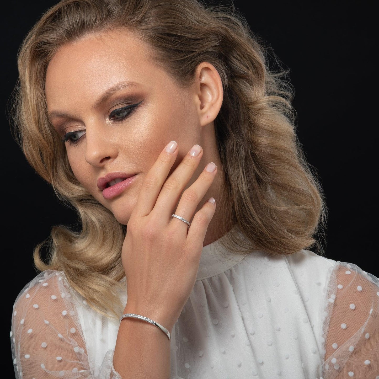 Bangle Bracelet for Women with Cubic Zirconia - namana.london