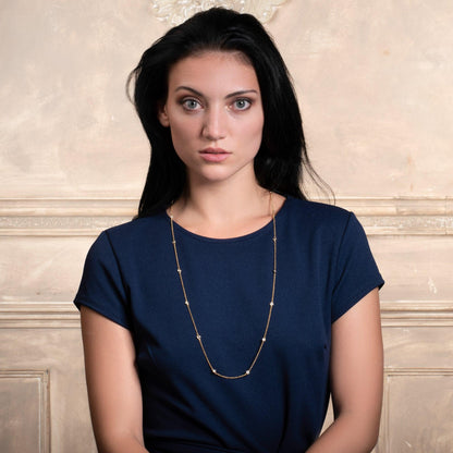 Long Gold Chain Necklace with Stones - namana.london
