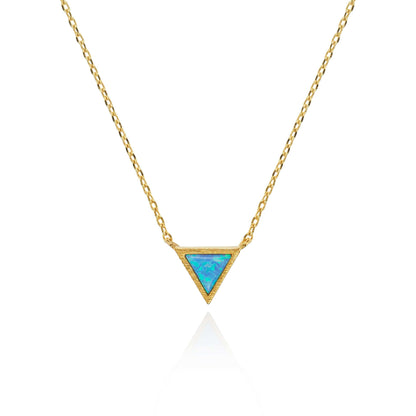 Gold Triangle Opal Pendant Necklace - namana.london