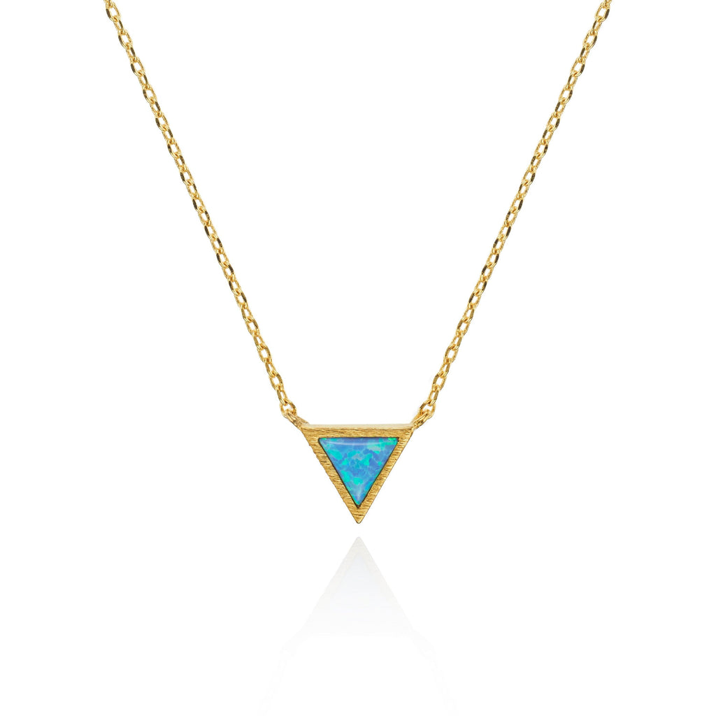 Gold Triangle Opal Pendant Necklace - namana.london