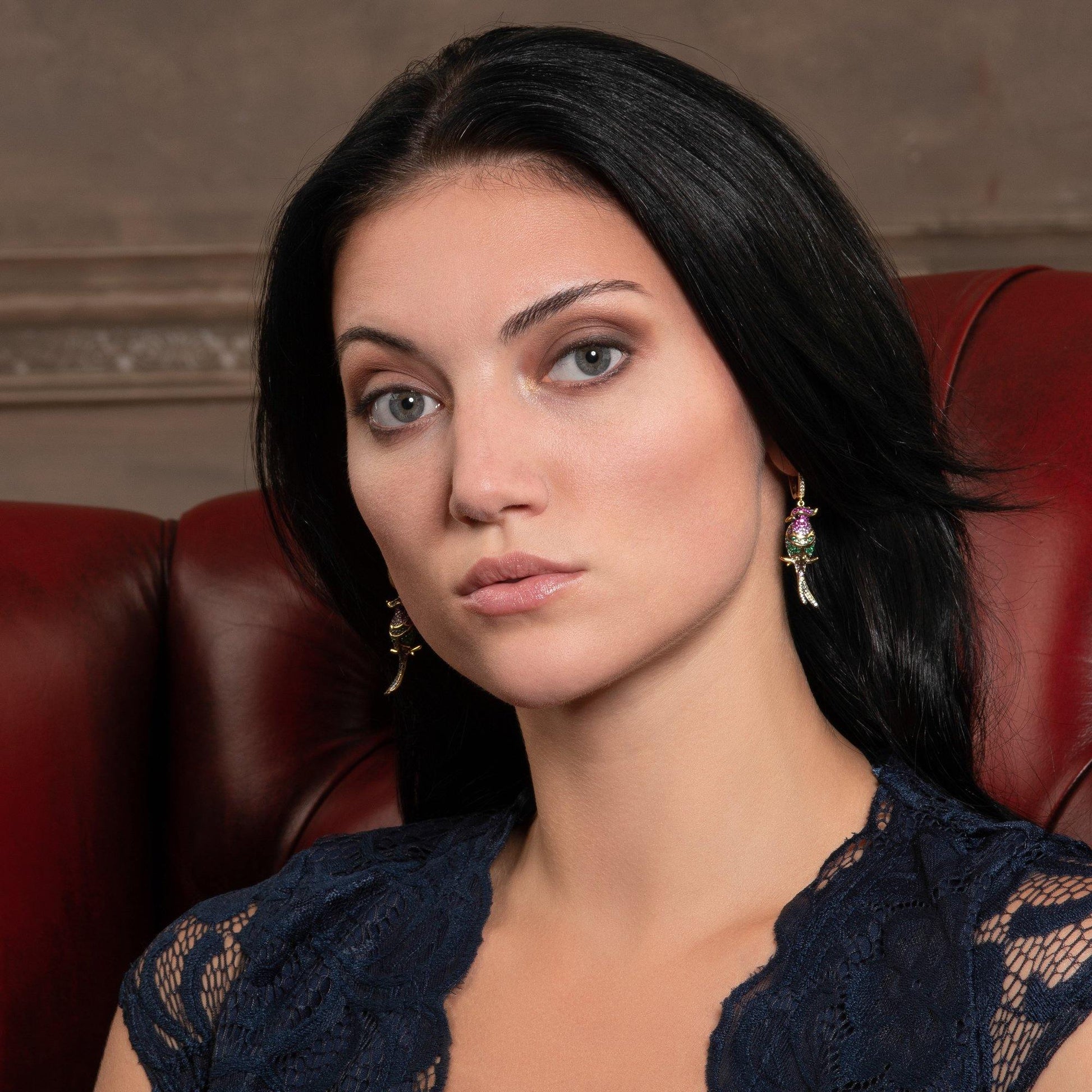 Gold Plated Sterling Silver Parrot Earrings for Women - namana.london