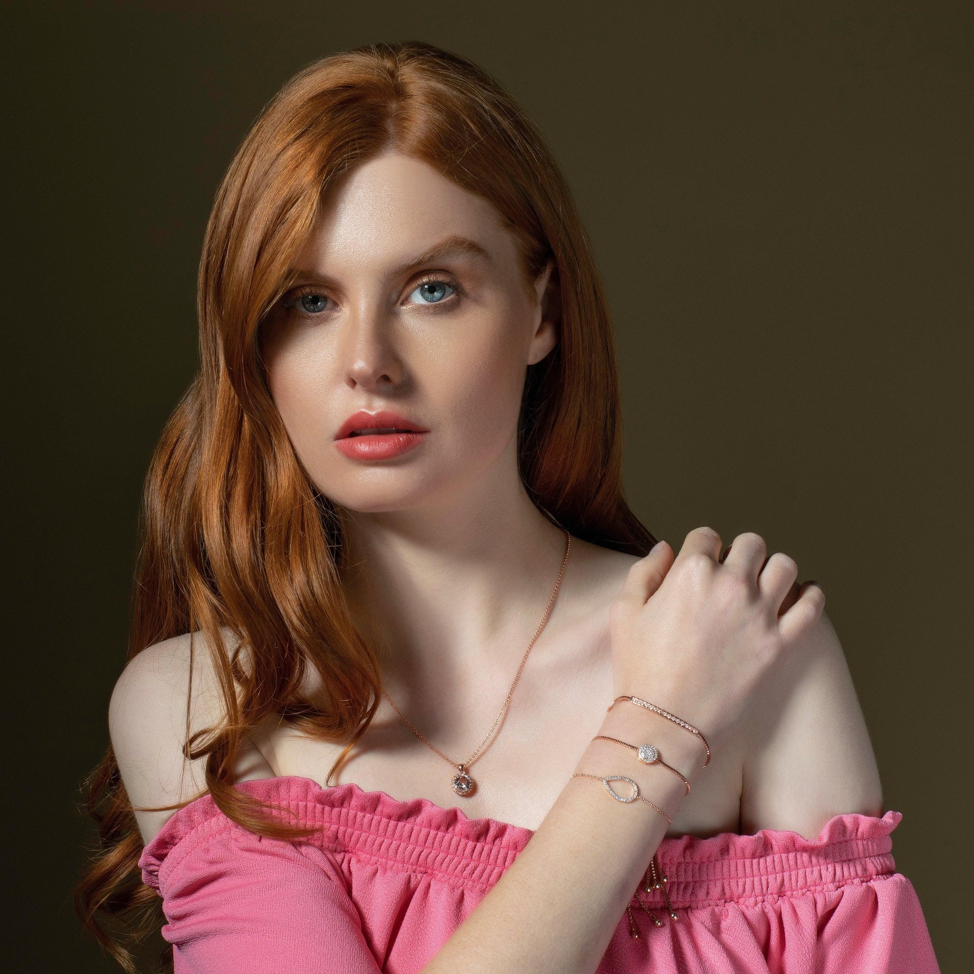 Rose Gold Celestial Disc Bracelet with Cubic Zirconia - namana.london