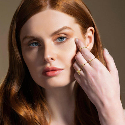Dainty Gold Heart Ring for Women with Cubic Zirconia - namana.london