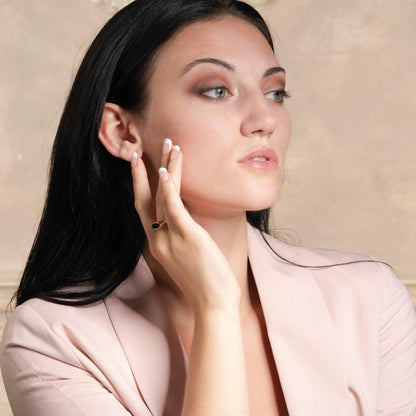 Adjustable Gold Plated Geometric Signet Ring for Women - namana.london
