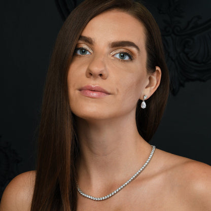 925 Sterling Silver Tennis Necklace with 4mm Cubic Zirconia