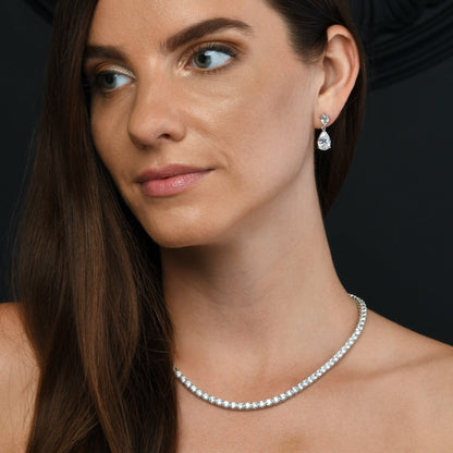 925 Sterling Silver Tennis Necklace with 4mm Cubic Zirconia