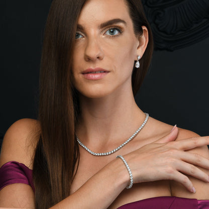 925 Sterling Silver Tennis Necklace with 4mm Cubic Zirconia